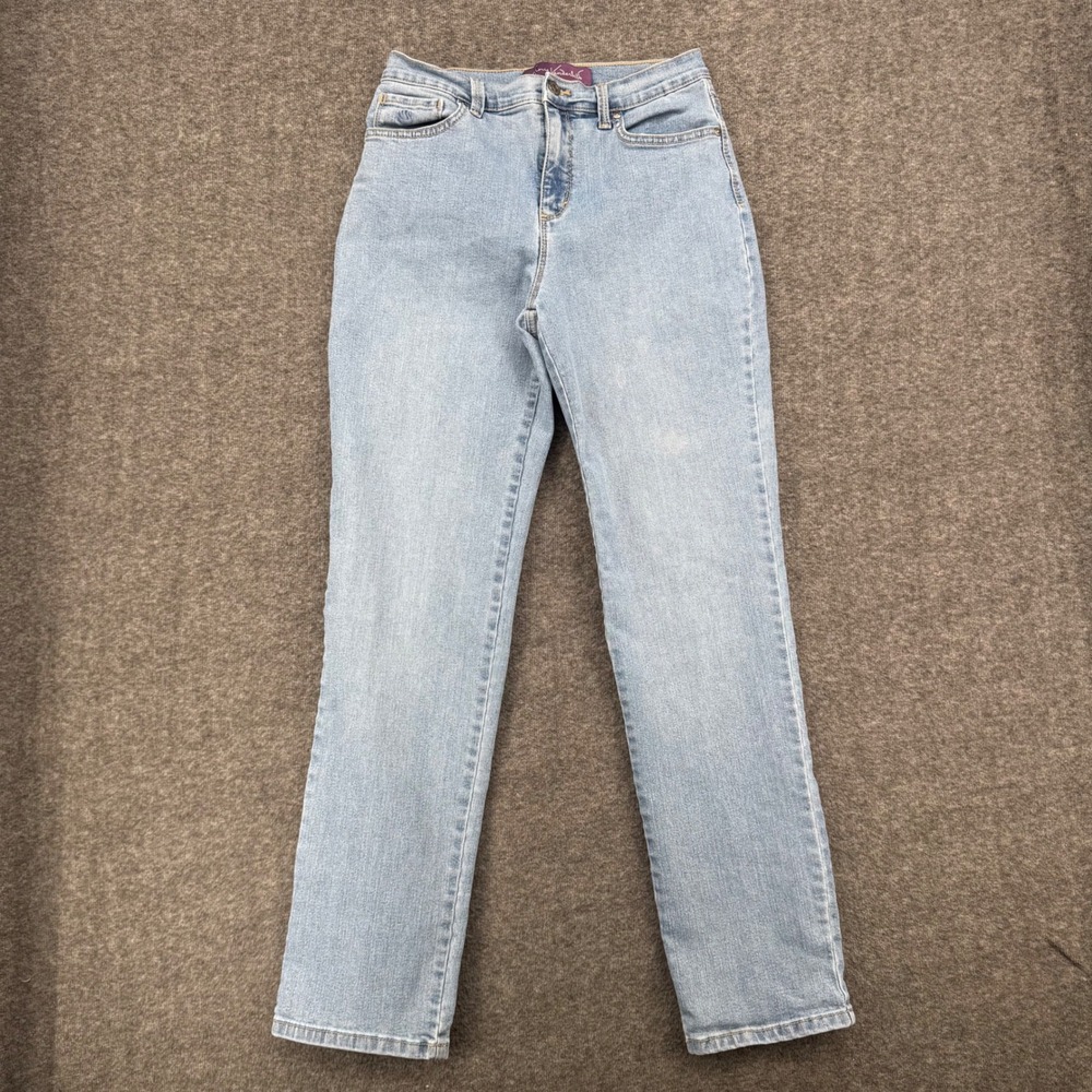 Gloria Vanderbilt Amanda High Rise Straight Leg Light Wash Blue Jeans Womens 4